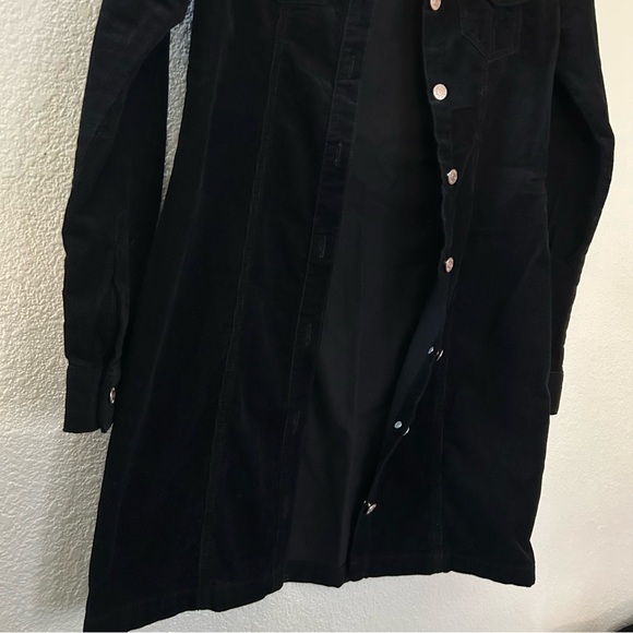 Forever 21 Dress Coat Corduroy Button-Up Black Long Sleeve Black Color Size S - Picture 8 of 13